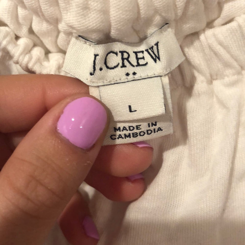 J crew white off shoulder top with red detail - Picture 4 of 4
